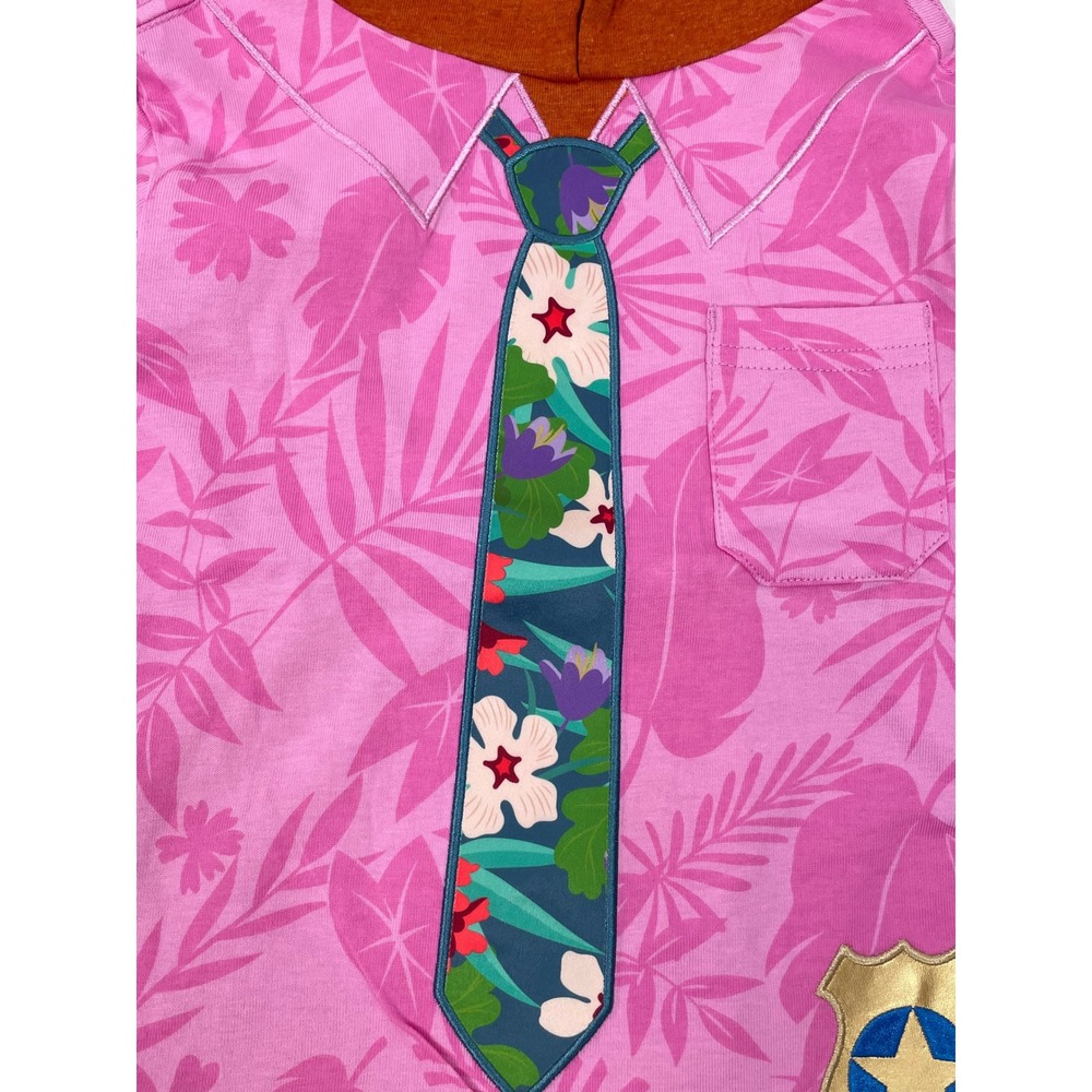 Disney Zootopia Sz 3 Child Nick Wilde Costume T-Shirt Hoodie Short Sleeves Pink - Picture 5 of 6